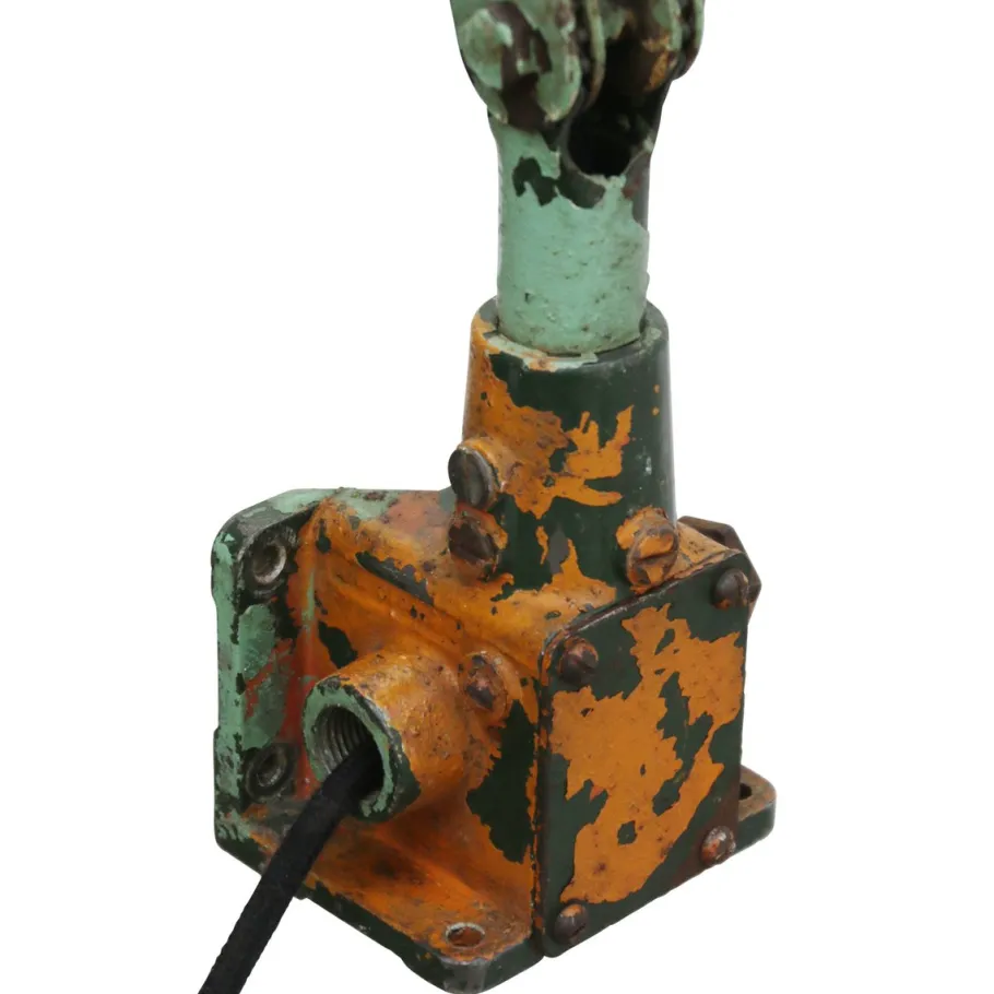 Pamono Vintage British Industrial Green Metal 2-Arm Machinist Work Desk Light by Mek Elek