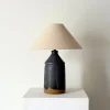 Pamono Vintage British Studio Pottery Lamp in Midnight Blue, 1950