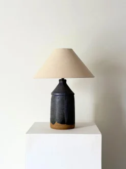 Pamono Vintage British Studio Pottery Lamp in Midnight Blue, 1950