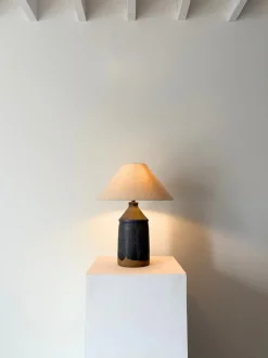 Pamono Vintage British Studio Pottery Lamp in Midnight Blue, 1950
