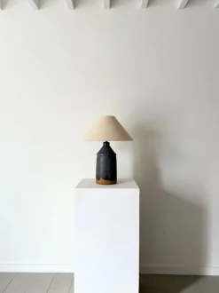 Pamono Vintage British Studio Pottery Lamp in Midnight Blue, 1950