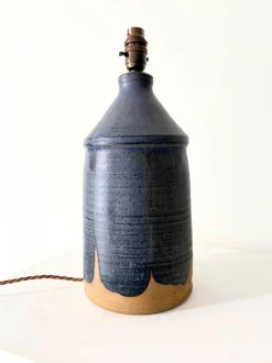 Pamono Vintage British Studio Pottery Lamp in Midnight Blue, 1950
