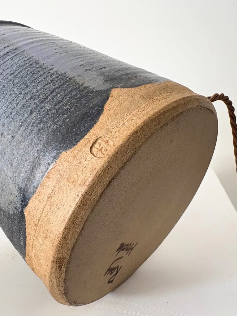 Pamono Vintage British Studio Pottery Lamp in Midnight Blue, 1950