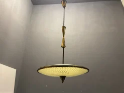 New Pamono Vintage Bronze & Glass Light Pendant Light, 1950s