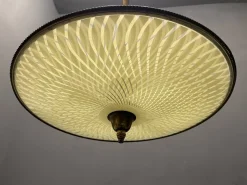 New Pamono Vintage Bronze & Glass Light Pendant Light, 1950s