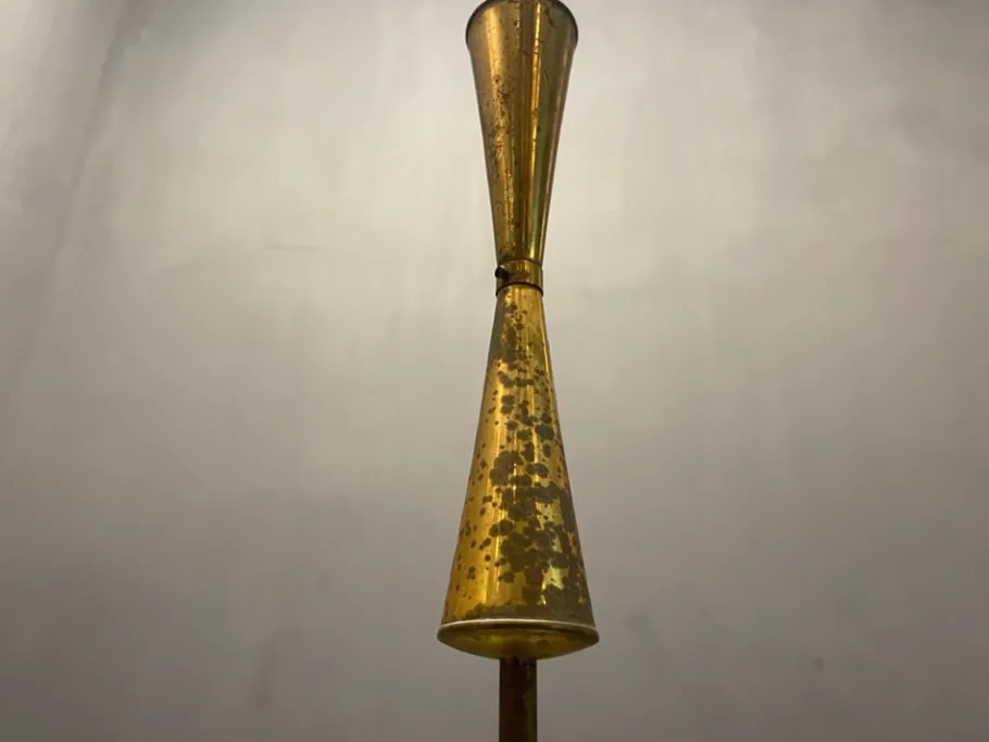 New Pamono Vintage Bronze & Glass Light Pendant Light, 1950s