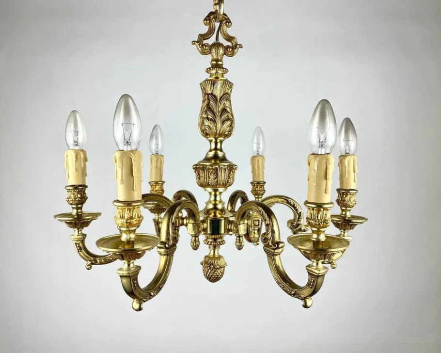 Best Pamono Vintage Bronze Chandelier in Empire Style