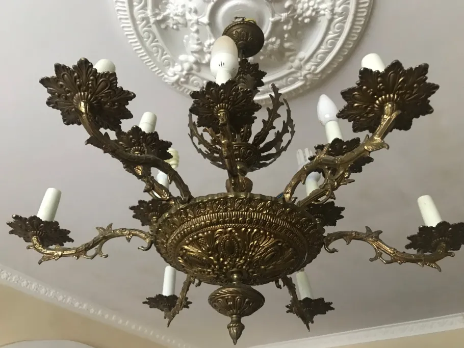 Sale Pamono Vintage Bronze Chandelier, 1950s