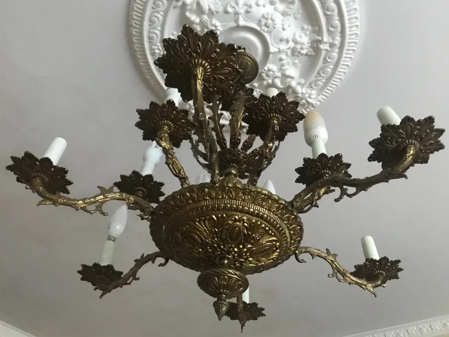 Sale Pamono Vintage Bronze Chandelier, 1950s