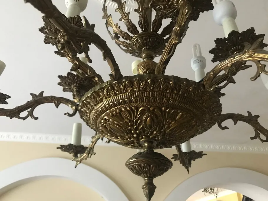 Sale Pamono Vintage Bronze Chandelier, 1950s