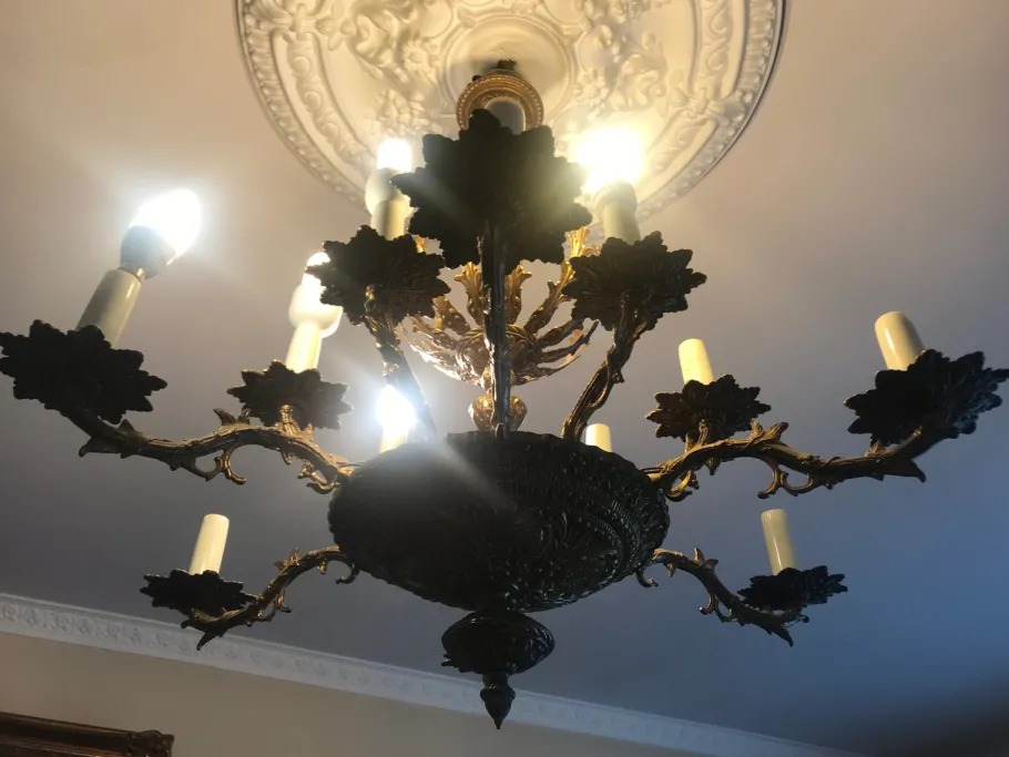 Sale Pamono Vintage Bronze Chandelier, 1950s