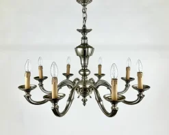 New Pamono Vintage Bronze Chandelier, Belgium, 1970s