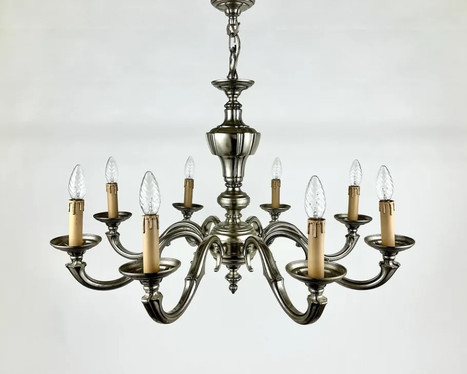 New Pamono Vintage Bronze Chandelier, Belgium, 1970s
