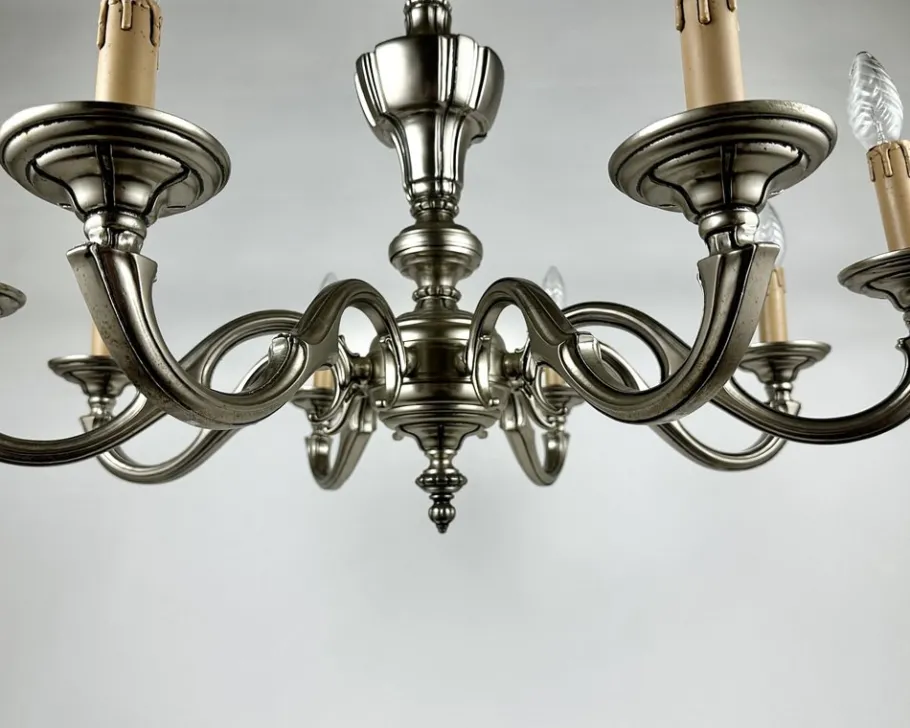 New Pamono Vintage Bronze Chandelier, Belgium, 1970s