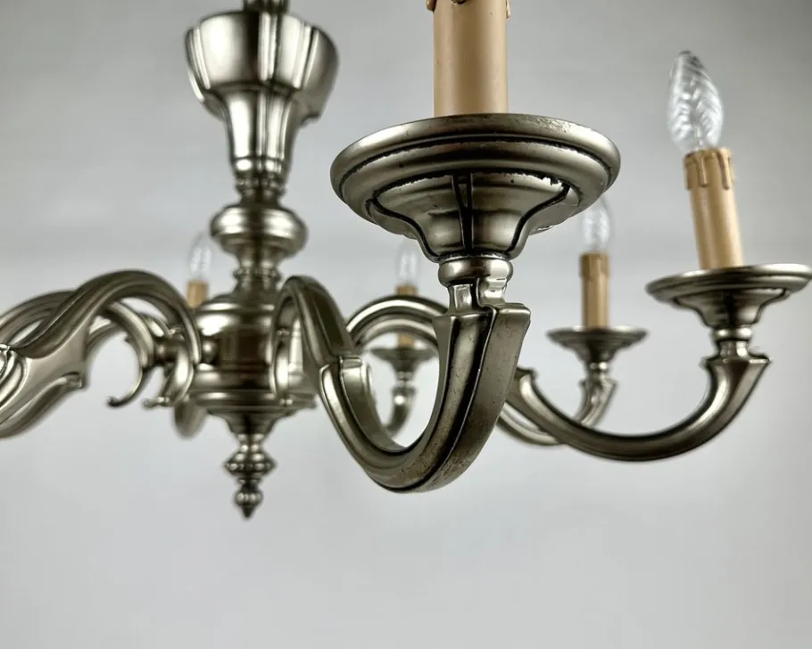 New Pamono Vintage Bronze Chandelier, Belgium, 1970s