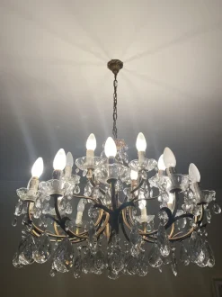 New Pamono Vintage Bronze Chandelier, 1940s