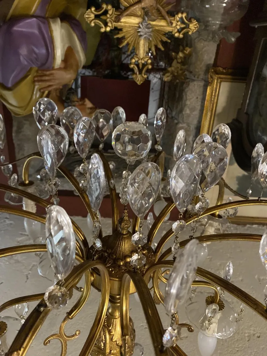 New Pamono Vintage Bronze Chandelier, 1940s