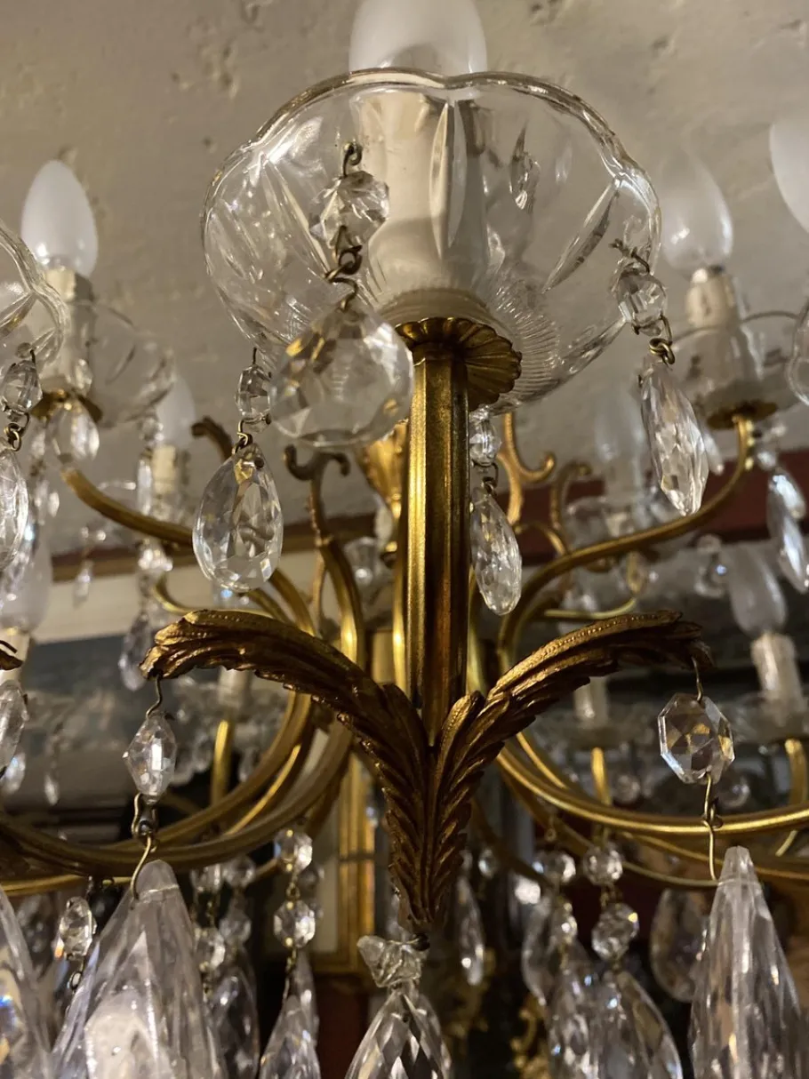 New Pamono Vintage Bronze Chandelier, 1940s