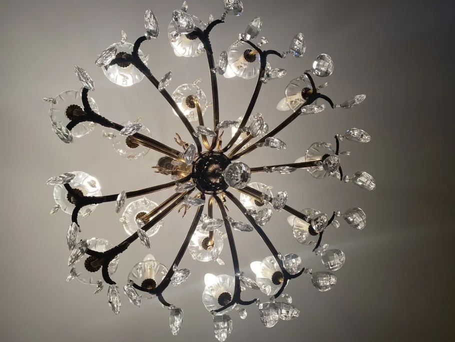 New Pamono Vintage Bronze Chandelier, 1940s