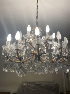 New Pamono Vintage Bronze Chandelier, 1940s