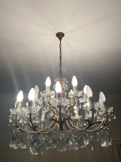 New Pamono Vintage Bronze Chandelier, 1940s