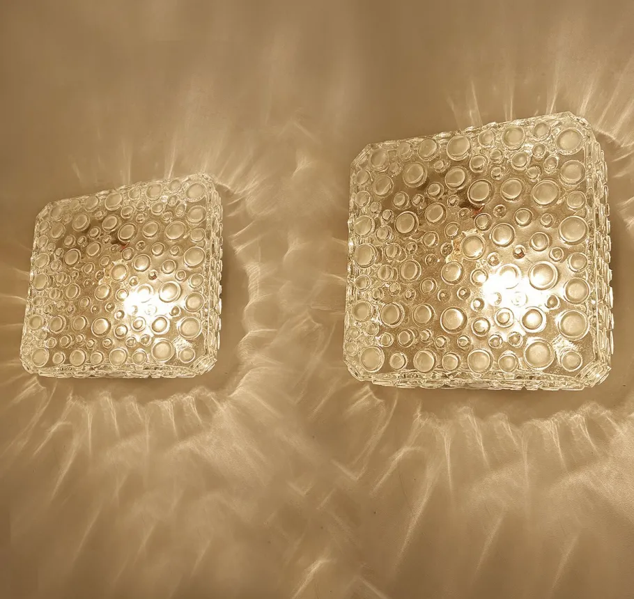 Pamono Vintage Bubble Glass Sconces from Erco, 1960s, Set of 2