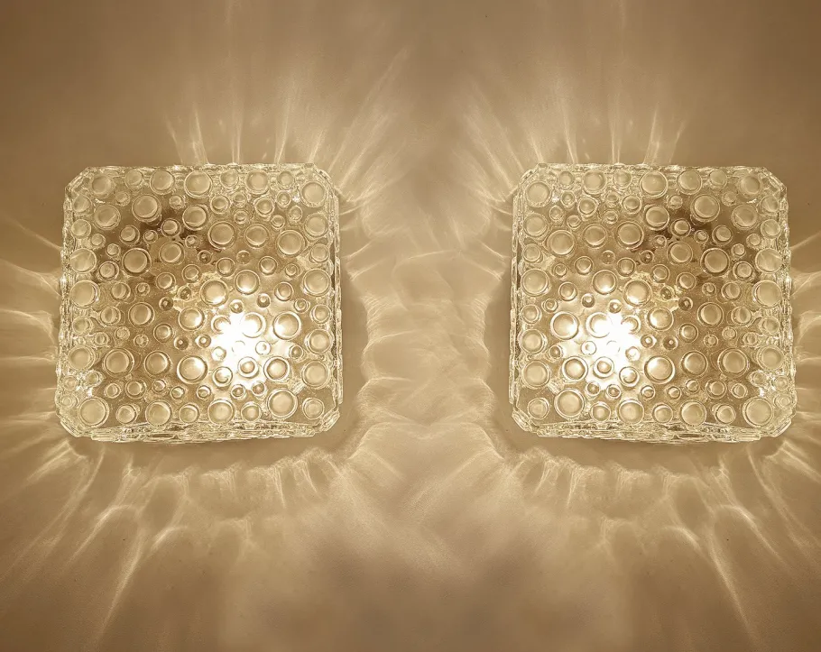 Pamono Vintage Bubble Glass Sconces from Erco, 1960s, Set of 2