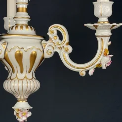 Best Pamono Vintage Capodimonte Porcelain 3-Arm Chandelier, Italy, 1940s