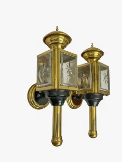 Clearance Pamono Vintage Carriage Lantern Wall Lights, 1950s, Set of 2