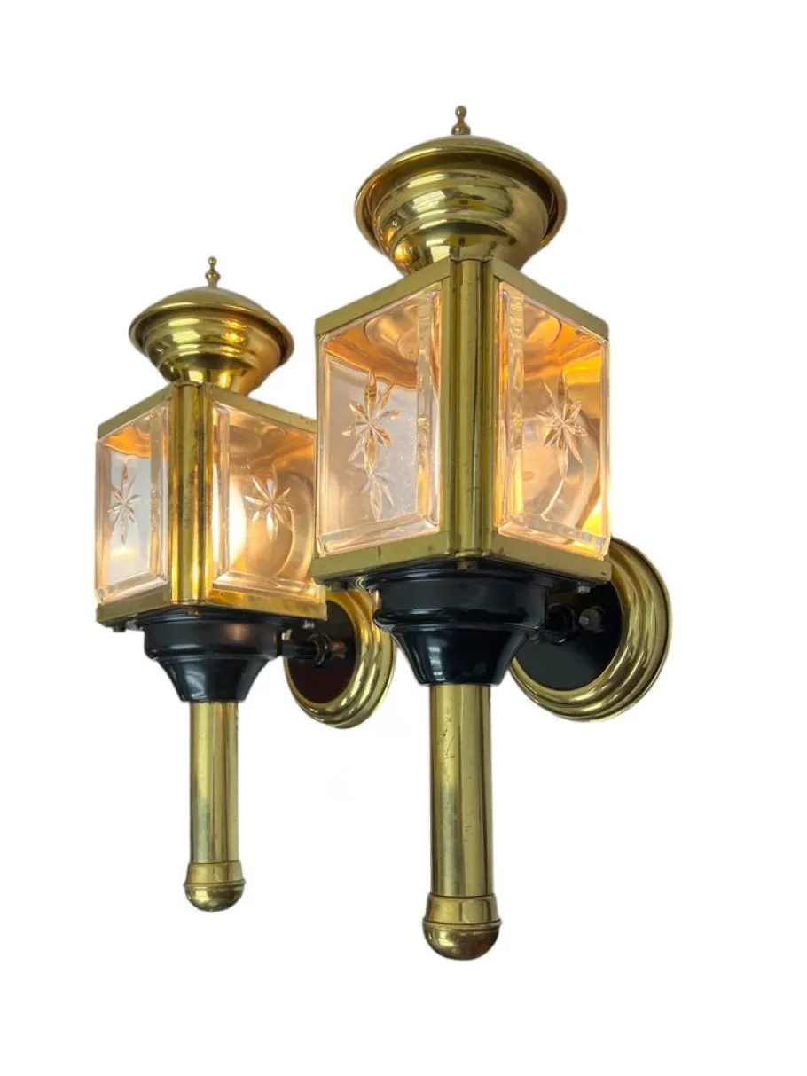 Clearance Pamono Vintage Carriage Lantern Wall Lights, 1950s, Set of 2