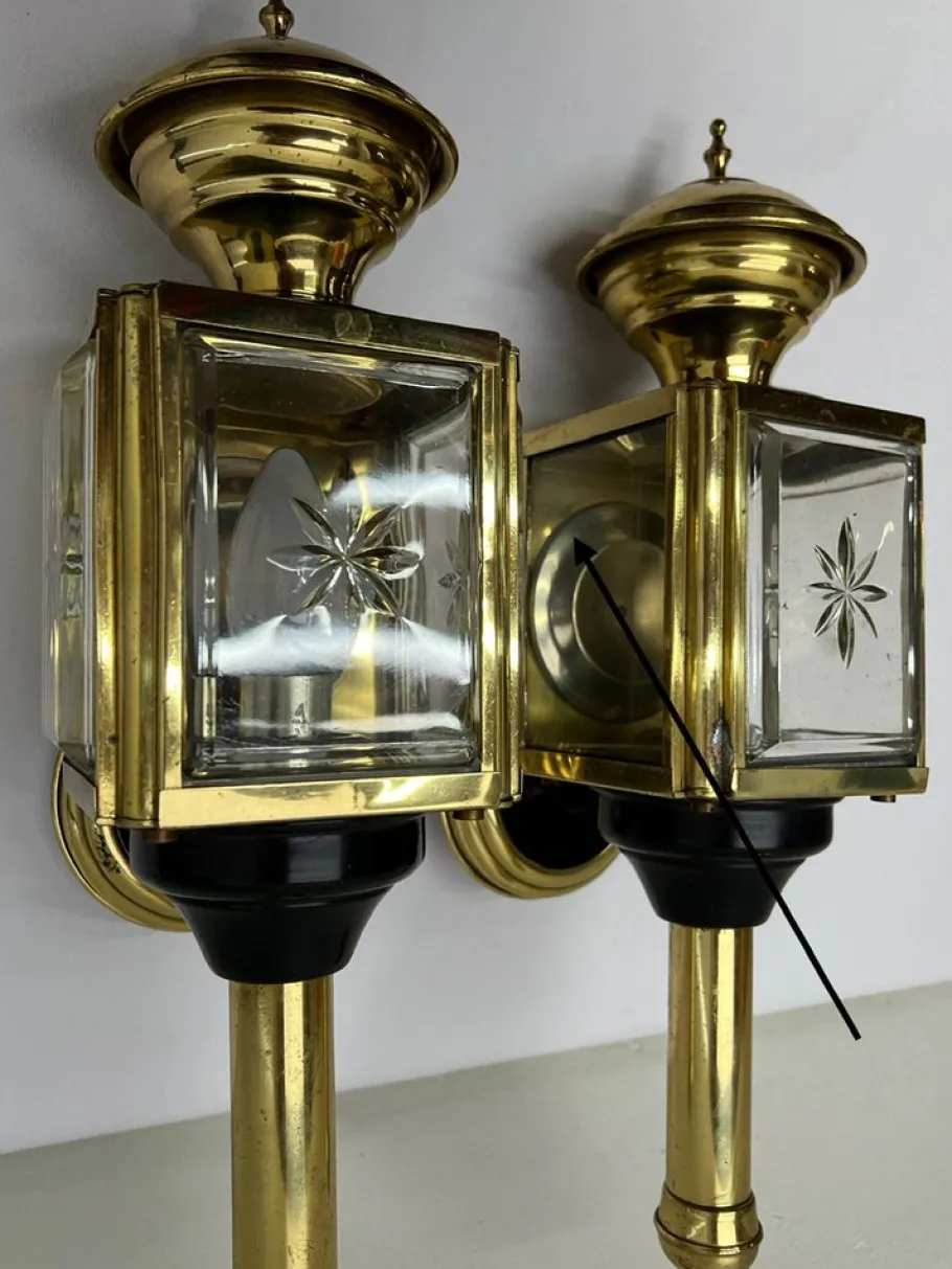 Clearance Pamono Vintage Carriage Lantern Wall Lights, 1950s, Set of 2
