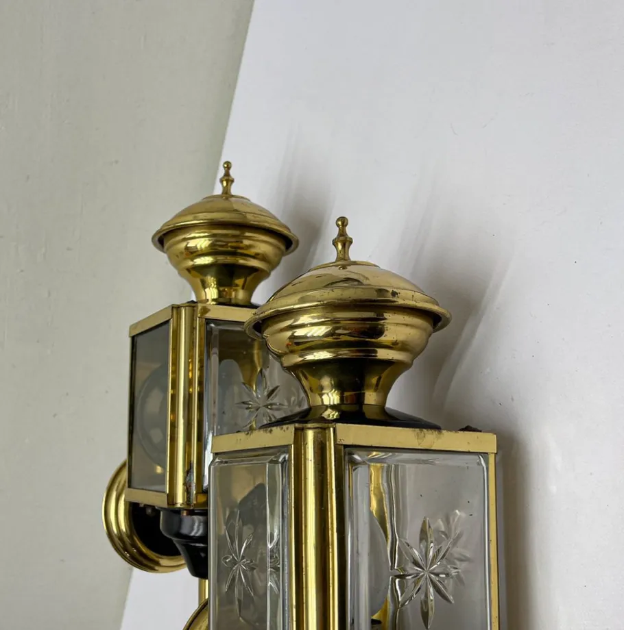 Clearance Pamono Vintage Carriage Lantern Wall Lights, 1950s, Set of 2