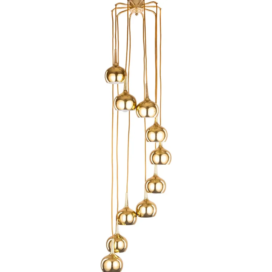 Sale Pamono Vintage Cascade Pendant Lamp with 10 Brass Teardrop Lampshades attributed to Hans-Agne Jakobsson for Markaryd, Sweden, 1970s