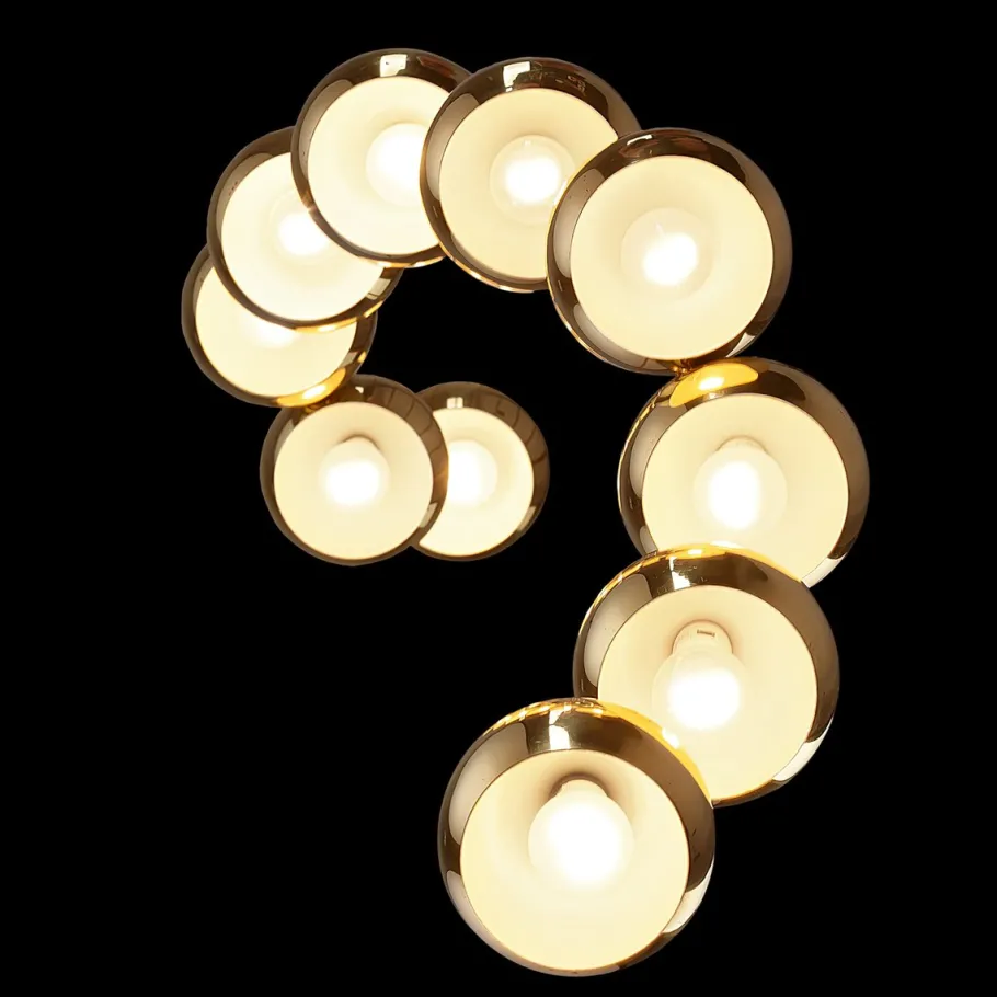 Sale Pamono Vintage Cascade Pendant Lamp with 10 Brass Teardrop Lampshades attributed to Hans-Agne Jakobsson for Markaryd, Sweden, 1970s