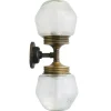 Best Pamono Vintage Cast Iron Double Sconce Wall Lamp in Frosted Glass and Brass