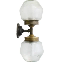 Best Pamono Vintage Cast Iron Double Sconce Wall Lamp in Frosted Glass and Brass