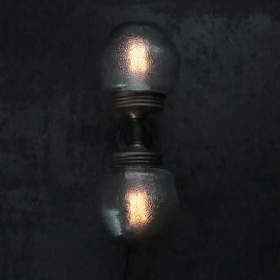 Best Pamono Vintage Cast Iron Double Sconce Wall Lamp in Frosted Glass and Brass