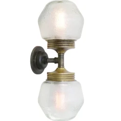 Best Pamono Vintage Cast Iron Double Sconce Wall Lamp in Frosted Glass and Brass