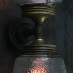 Best Pamono Vintage Cast Iron Double Sconce Wall Lamp in Frosted Glass and Brass