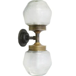 Best Pamono Vintage Cast Iron Double Sconce Wall Lamp in Frosted Glass and Brass