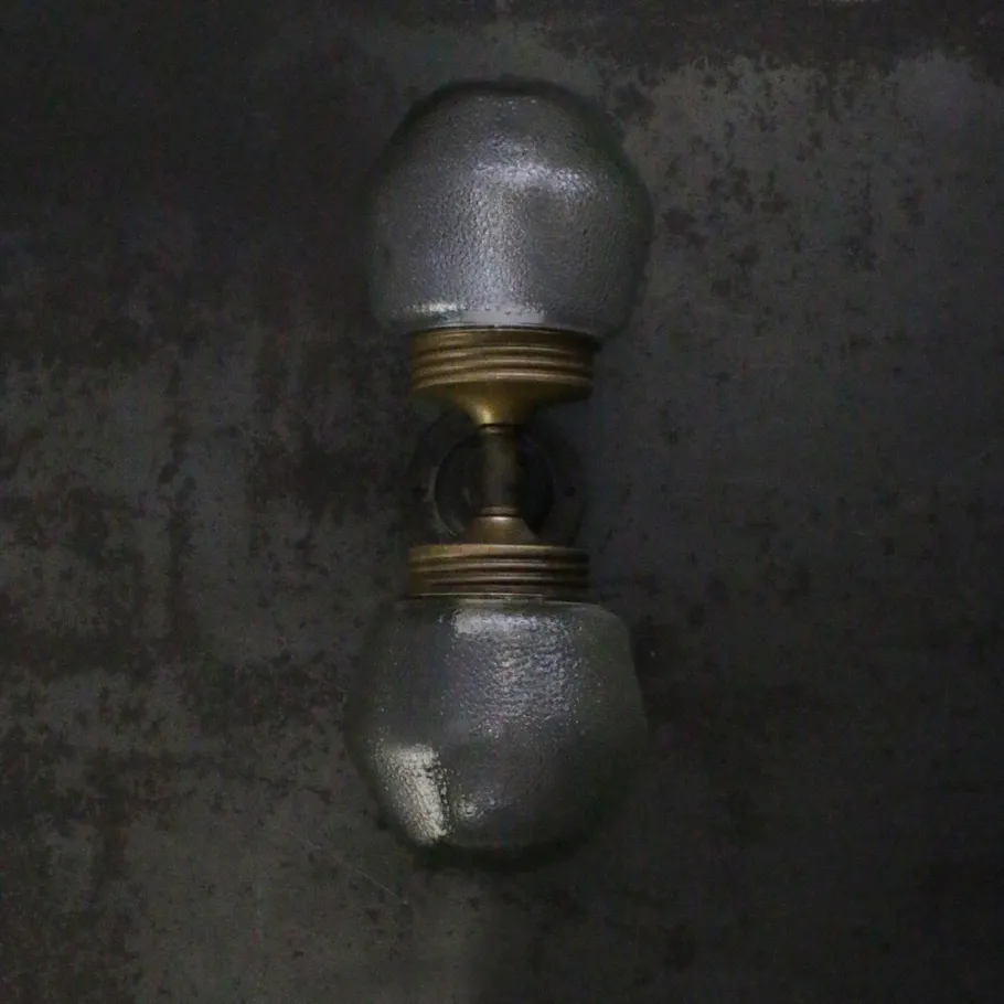 Best Pamono Vintage Cast Iron Double Sconce Wall Lamp in Frosted Glass and Brass