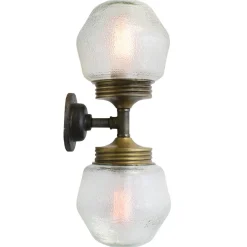 Best Pamono Vintage Cast Iron Double Sconce Wall Lamp in Frosted Glass and Brass