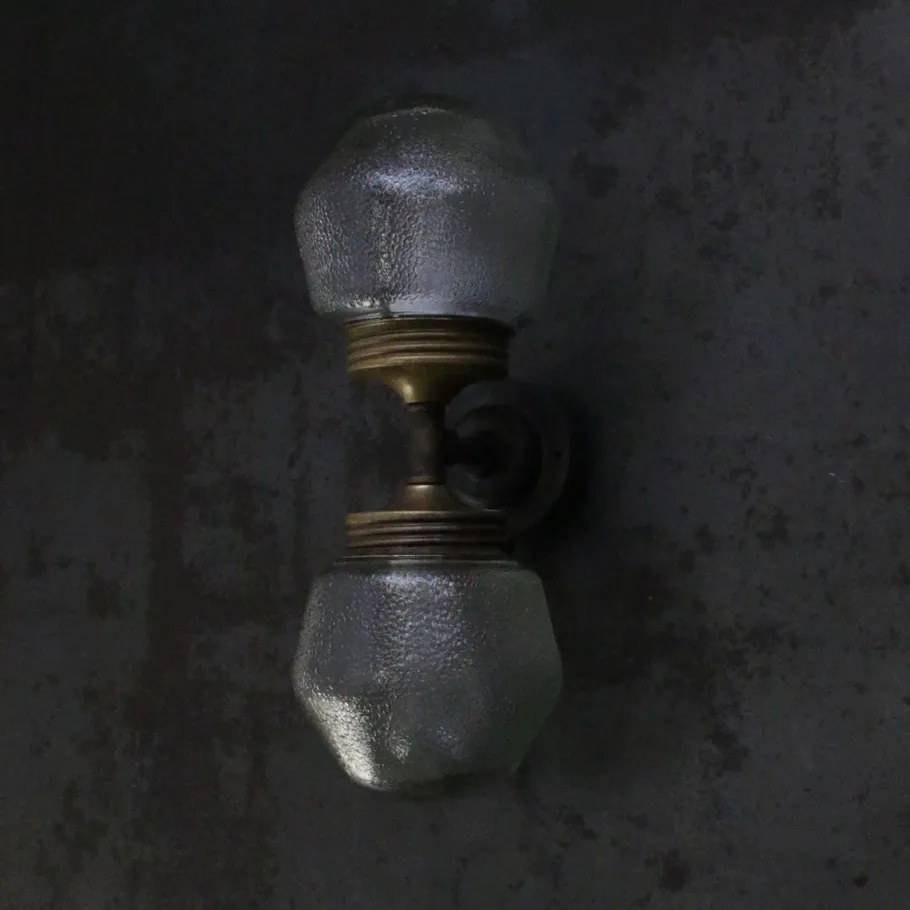 Best Pamono Vintage Cast Iron Double Sconce Wall Lamp in Frosted Glass and Brass