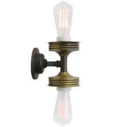 Best Pamono Vintage Cast Iron Double Sconce Wall Lamp in Frosted Glass and Brass