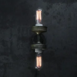 Best Pamono Vintage Cast Iron Double Sconce Wall Lamp in Frosted Glass and Brass