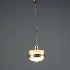 Clearance Pamono Vintage Ceiling Lamp in Aluminium, Brass and Glass, Italy, 1960s