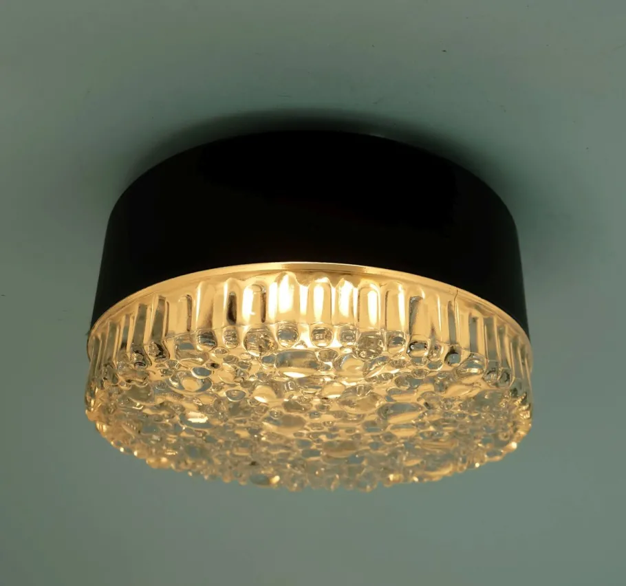 Hot Pamono Vintage Ceiling Lamp in Structured Glass from Staff Leuchten, 1960s