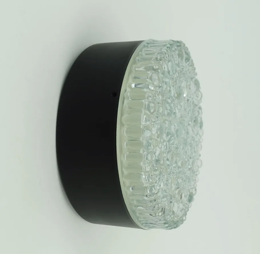 New Pamono Vintage Ceiling Lamp in Structured Glass from Staff Leuchten, 1960s