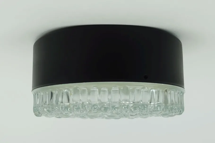 New Pamono Vintage Ceiling Lamp in Structured Glass from Staff Leuchten, 1960s