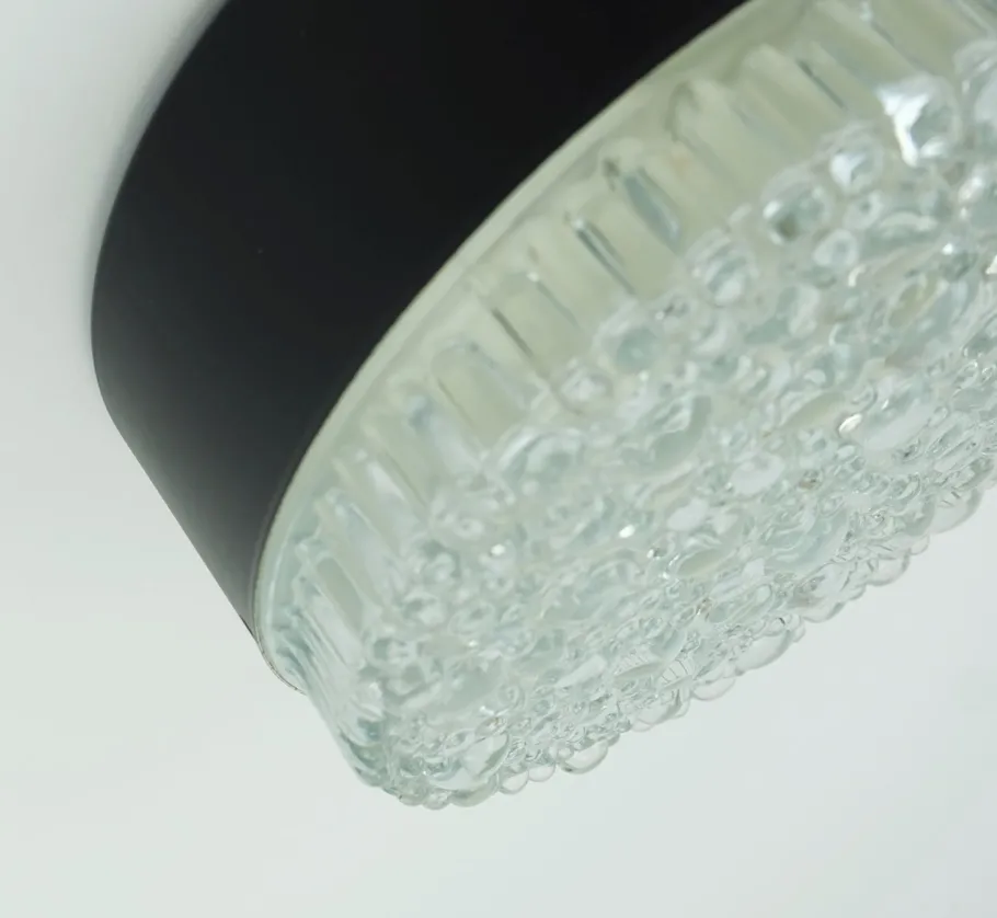 New Pamono Vintage Ceiling Lamp in Structured Glass from Staff Leuchten, 1960s
